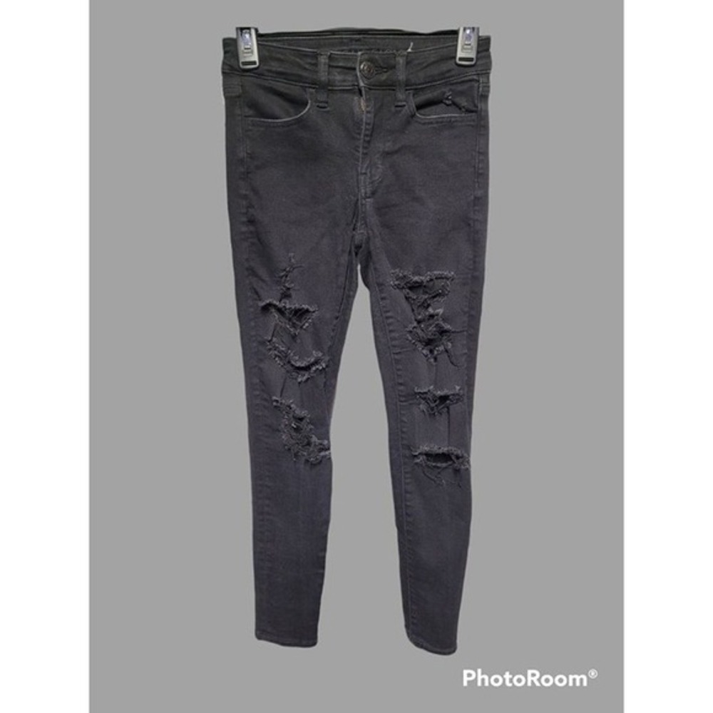 Women's American Eagle Black‎ Distressed Size 00 Short